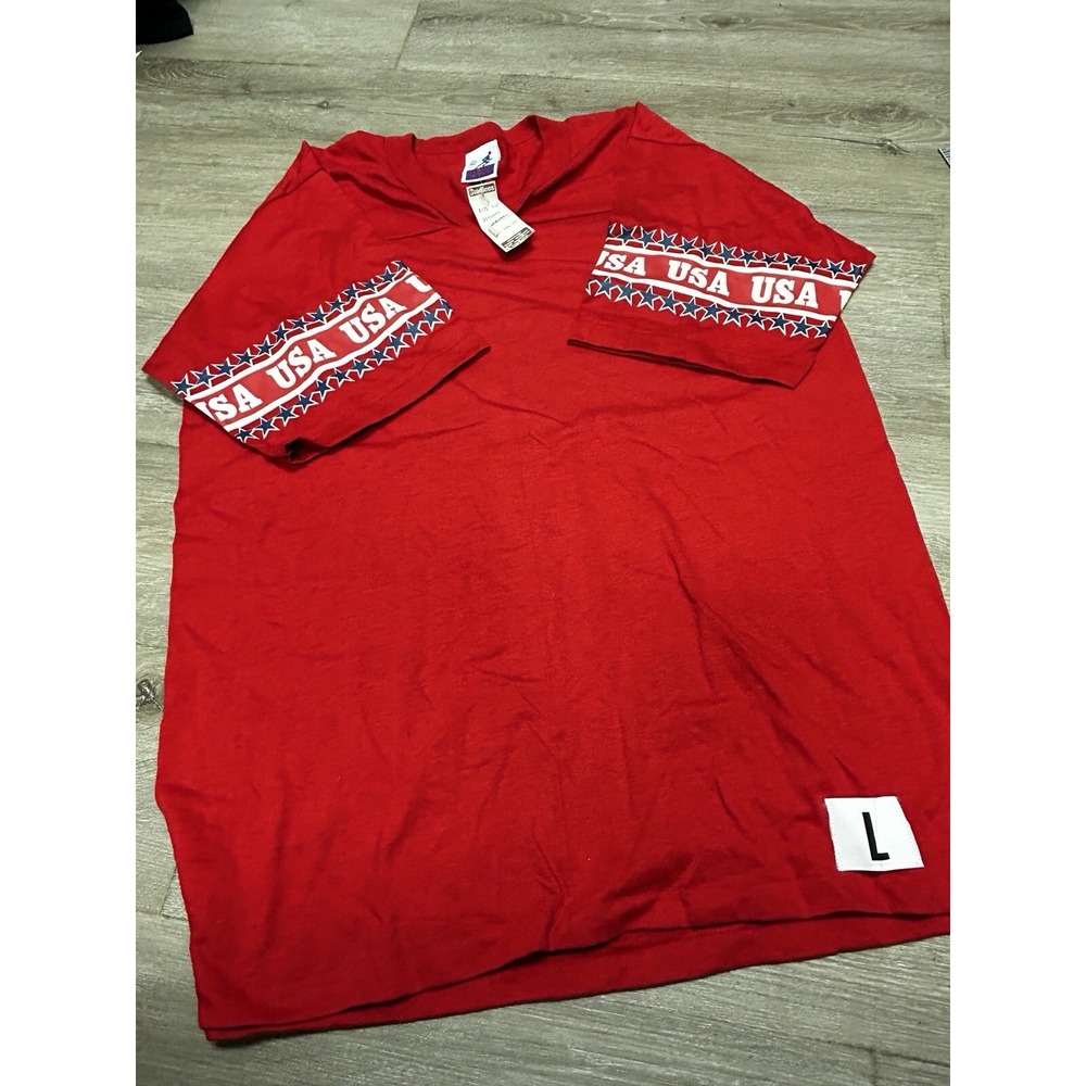 Vintage USA Red T-Shirt  - Size Medium - Stars‎